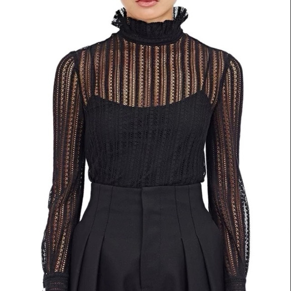 philosophy di lorenzo serafini turtleneck see through black with pearl on cuff